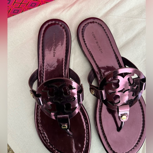 New Tory Burch miller sandals Merlot color size 6.5 - Picture 4 of 7